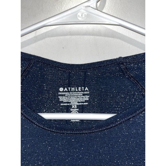 Athleta Blue Long Sleeve Crew Neck Sparkle Pullover Women's Top Size XS - Picture 4 of 8